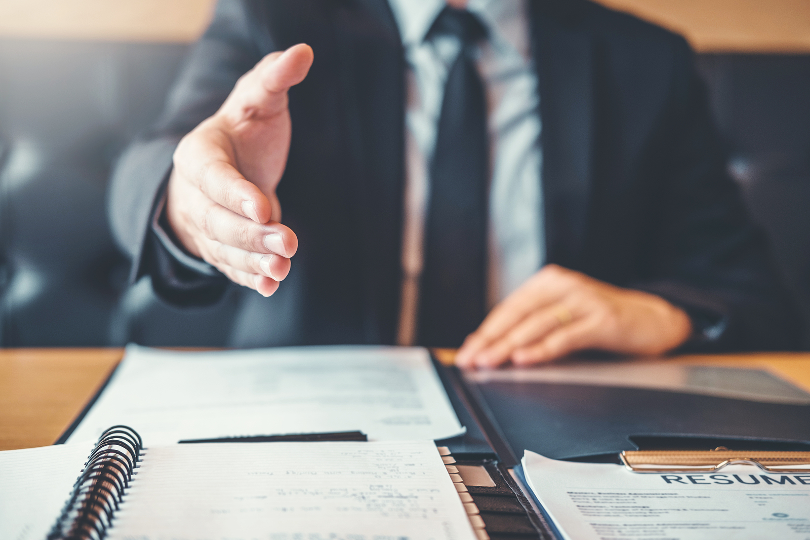 Shaking Hands Business People Greeting New Colleagues While Job